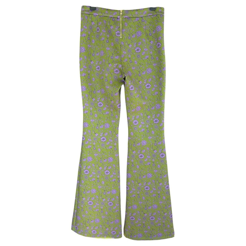Cynthia Rowley The Bonded Flare Pant Womens 10 Green Purple Floral Retro Mod NWT - Picture 4 of 12